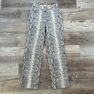 Wilfred Free Pants Gray Snakeskin Print Cotton High Rise Straight Leg